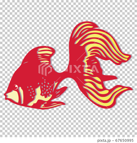赤い金魚のシンプルな素材イラストのイラスト素材