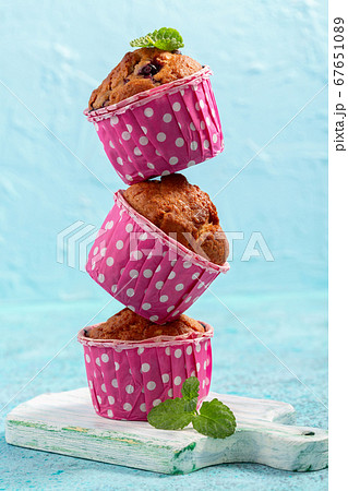 Blackcurrant muffins with oatmeal and wheat flour. Blackcurrant muffins with oatmeal and wheat flour. 67651089