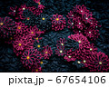 赤色と黒色のつまみ細工の花 67654106
