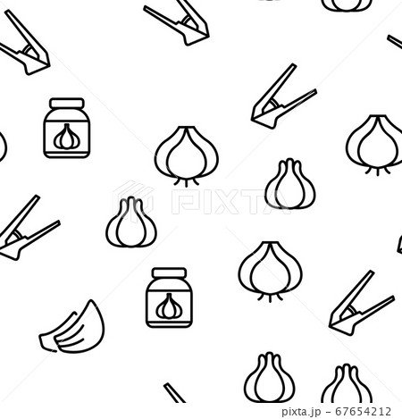 Garlic Spicy Vegetable Vector Seamless Pattern 67654212