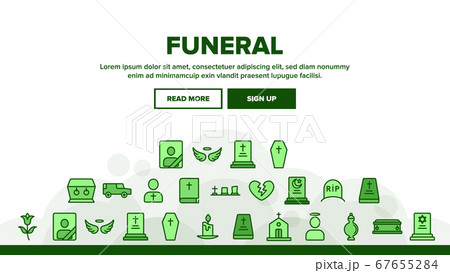 Funeral Burial Ritual Landing Header Vector 67655284