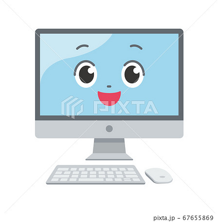 デスクトップ パソコン キャラクター 表情のイラスト素材