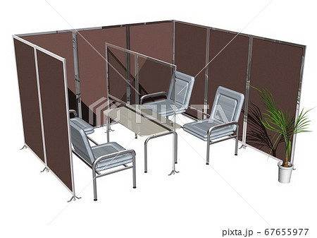 新型コロナウイルスなど、感染症対策での商談、営業、打ち合わせなどの座席イメージ 67655977