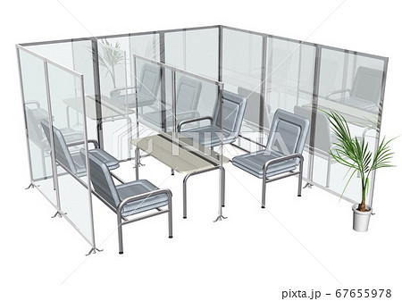 新型コロナウイルスなど、感染症対策での商談、営業、打ち合わせなどの座席イメージ 67655978