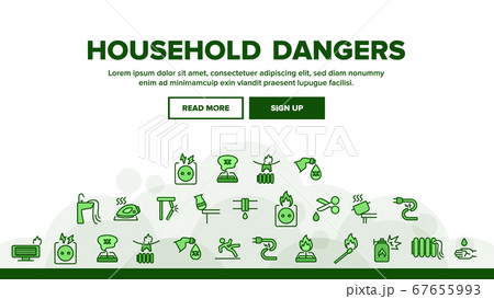 Household Dangers Landing Header Vector 67655993