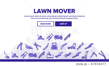 Lawn Mover Landing Header Vector 67656077