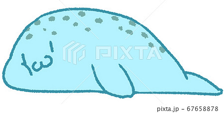 パステルカラーの寝そべるゴマフアザラシ 水色 のイラスト素材
