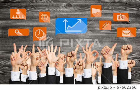 Set of hand gestures and icons 67662366