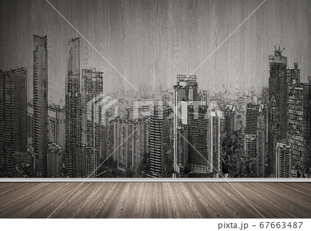 City design on wall 67663487