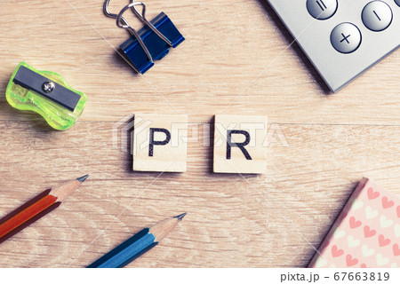 PR abbreviation on table spelled with education game elements 67663819