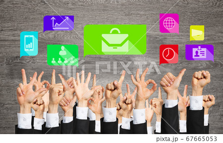 Set of hand gestures and icons Set of hand gestures and icons 67665053