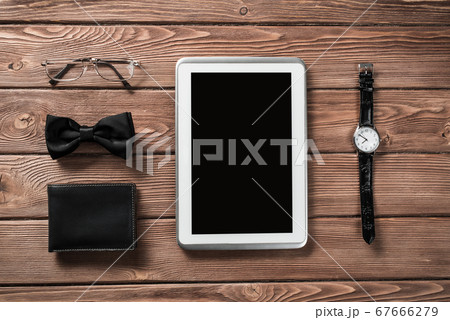 Hipster set on wooden table Hipster set on wooden table 67666279