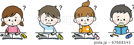 難しい問題を解く子どものイラスト素材