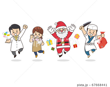 職業いろいろ　薬剤師　カフェ店員　サンタクロース 　板前 67668441
