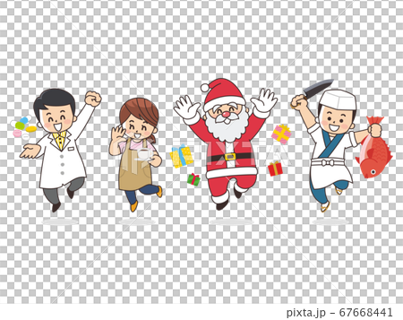 職業いろいろ　薬剤師　カフェ店員　サンタクロース 　板前 67668441