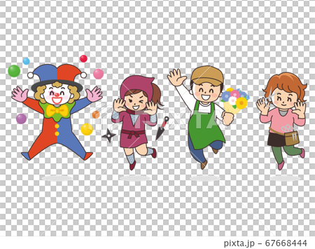 職業いろいろ　ピエロ　忍者　花屋　美容師 67668444