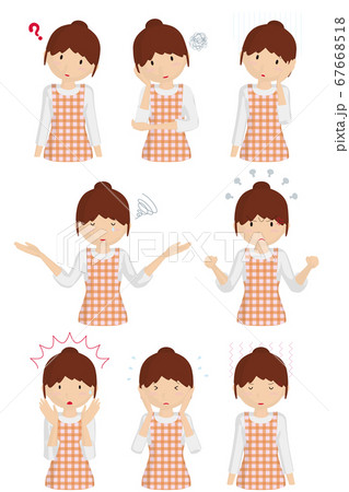 ネガティブな表情の主婦セット　ベクターイラスト 67668518