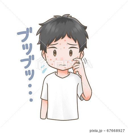 顔を掻く男性のイラストのイラスト素材