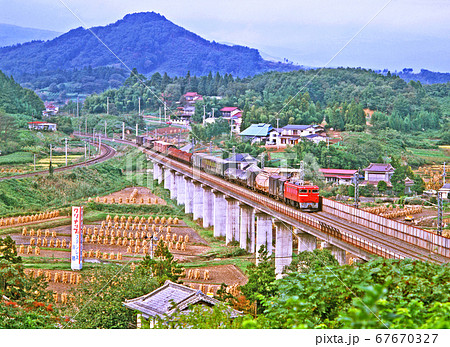 鉄道　国鉄：ED75 牽引貨物列車    金谷川～松川 間 67670327