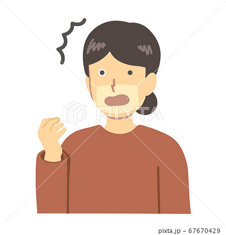 マスク焼けする女性のイラスト 67670429