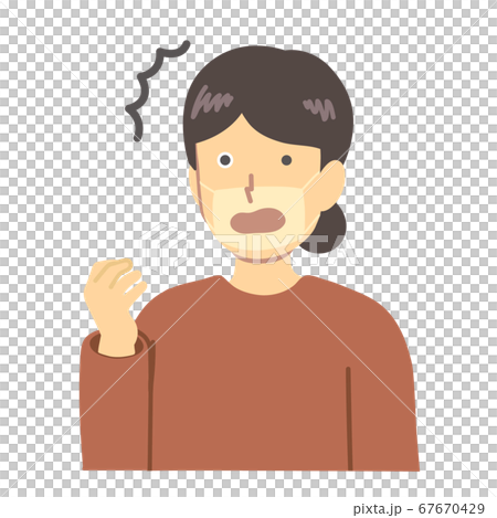 マスク焼けする女性のイラスト 67670429