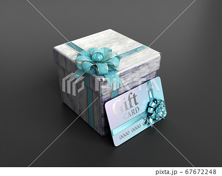 gift card with box and bow 3d render on a darck  67672248
