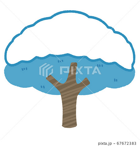 雪が積もった大きな木のイラスト素材