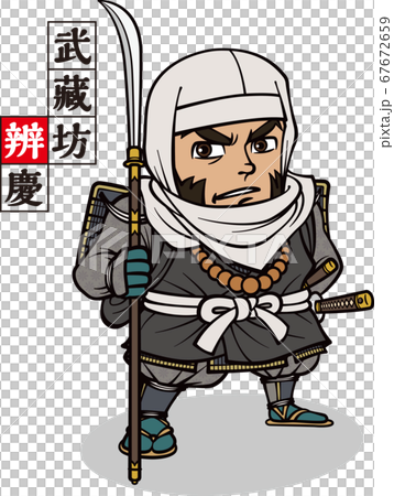 模写大津絵、長刀弁慶、額付き 模写大津絵、長刀弁慶、額付き