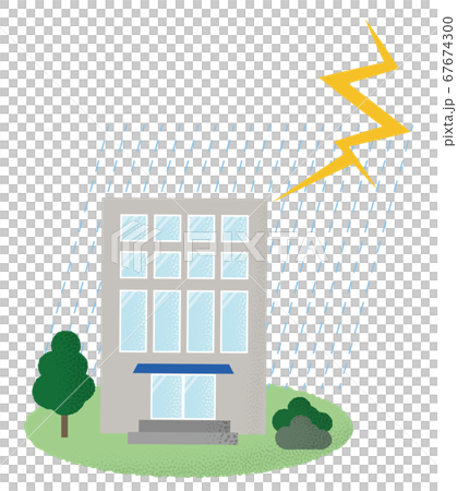 雷雨の被害に遭うビルのベクターイラスト 雷雨の被害に遭うビルのベクターイラスト 67674300
