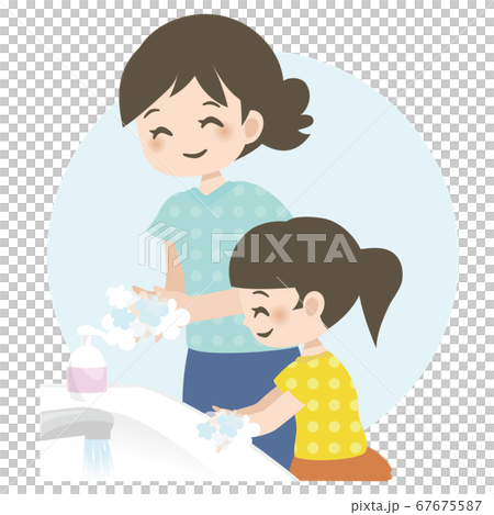 Hand wash _ mom and daughter _ smile 67675587