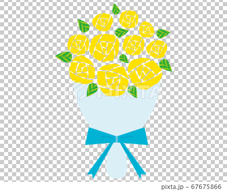 黄色い薔薇をリボンで結んだベクターイラスト　　 67675866
