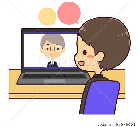 オンライン面接　リモート面接　男性　話す 67676451