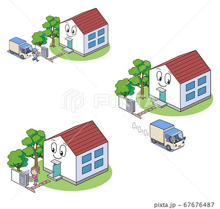 宅配トラックと宅配ポストセット 67676487