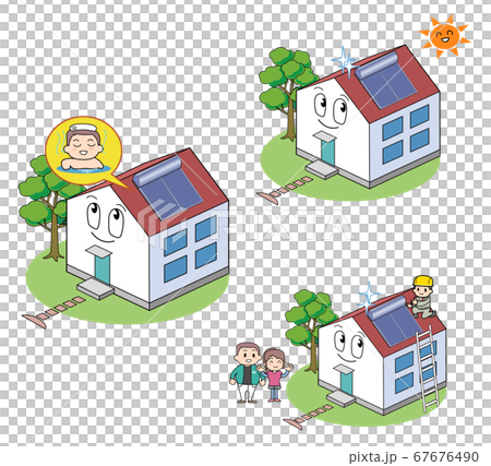 House set with solar water heater 67676490