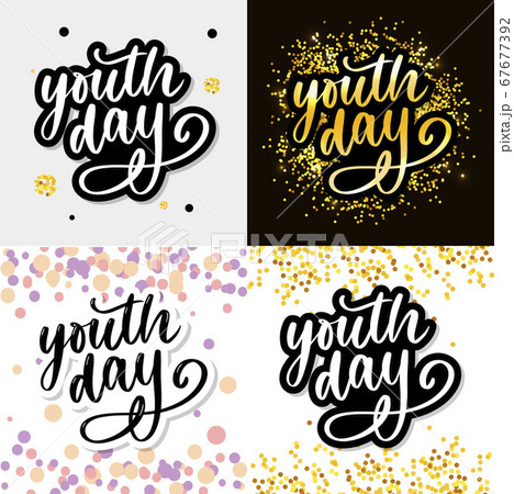 Lettering of International youth day yellow 67677392