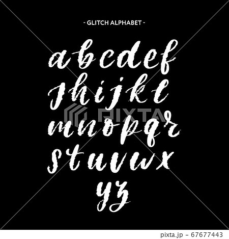 Trendy style distorted glitch typeface. Letters 67677443