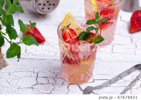 Summer strawberry lemonade with lemon 67678831