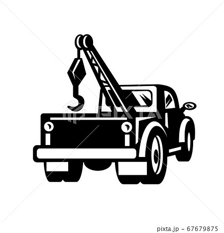 Vintage Tow Truck Or Wrecker Pick Up Truck Rearのイラスト素材 67679875 Pixta