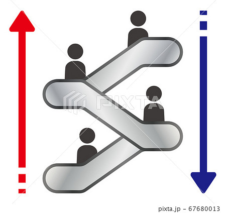 エスカレーターで移動する人々 エスカレーターで移動する人々 67680013