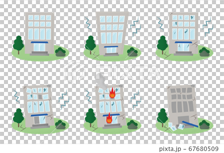 Vector illustration set of houses suffering from earthquake damage 67680509