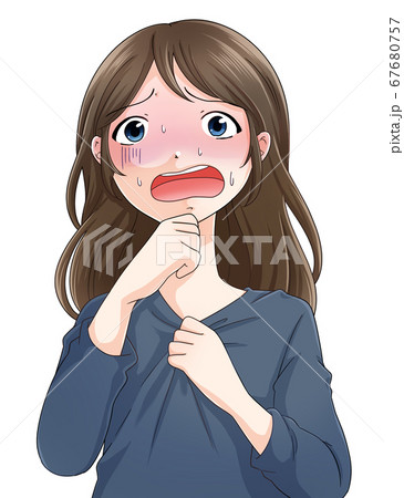 トラブルに巻き込まれて青ざめる女性 トラブルに巻き込まれて青ざめる女性 67680757
