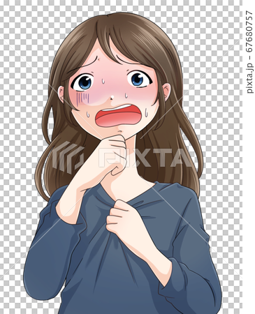 トラブルに巻き込まれて青ざめる女性 トラブルに巻き込まれて青ざめる女性 67680757