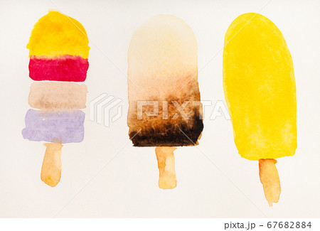 three various popsicles on sticks hand painted three various popsicles on sticks hand painted 67682884