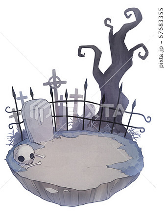 ヴィネット風背景 墓地のイラスト素材