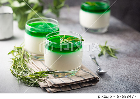 Panna Cotta with tarragon sauce Panna Cotta with tarragon sauce 67683477