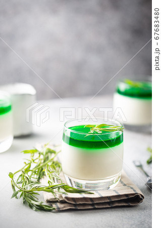 Panna Cotta with tarragon sauce 67683480