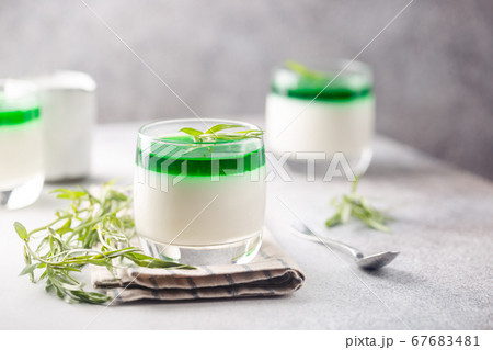 Panna Cotta with tarragon sauce 67683481