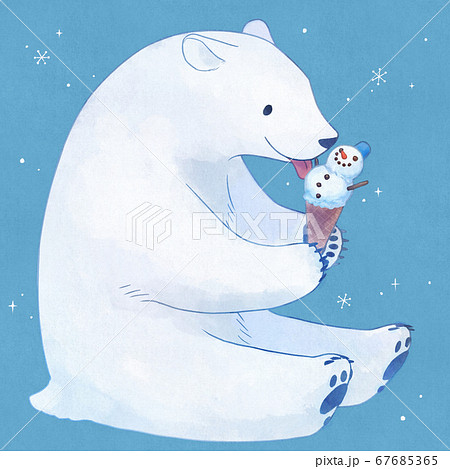 雪だるまアイスを食べる白くまのイラスト素材 [67685365] - PIXTA