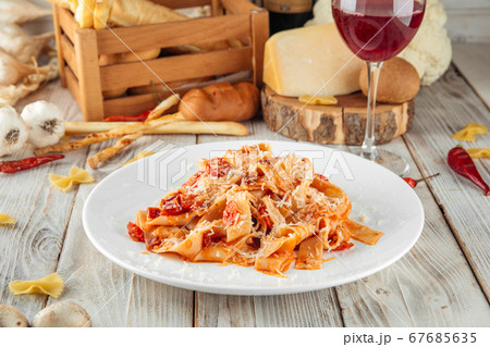 Papardelle pasta cherry and sun-dried tomatoes Papardelle pasta cherry and sun-dried tomatoes 67685635