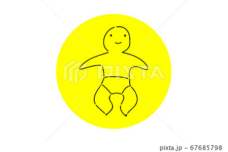 アナログ手書き風のゆるいタッチのアイコン オムツ交換のイラスト素材